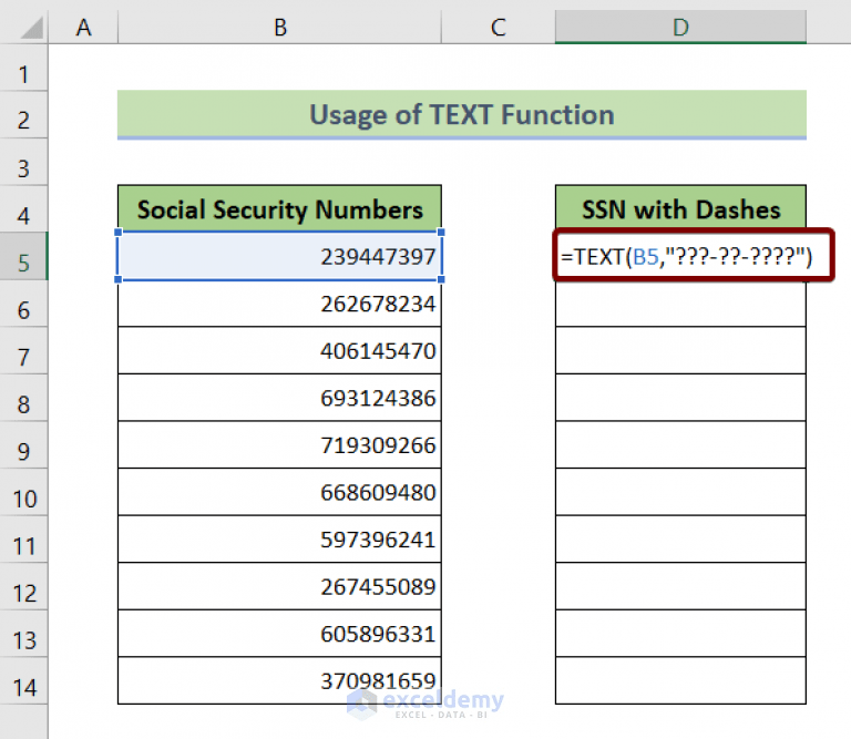 How to Add Dashes to SSN in Excel (6 Methods) ExcelDemy
