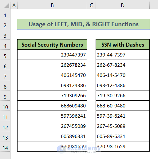 How to Add Dashes to SSN in Excel (6 Methods) ExcelDemy