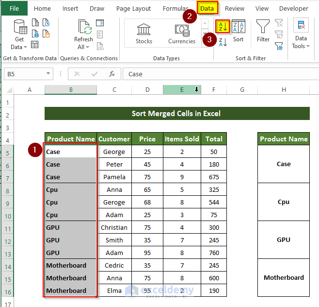 How to Filter in Excel with Merged Cells (StepbyStep Procedure)