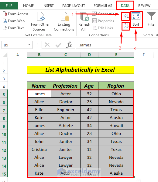 How to Make Alphabetical List in Excel (3 Ways) ExcelDemy