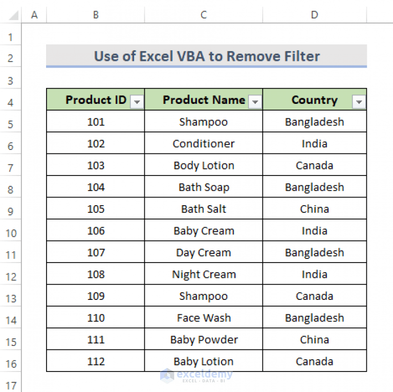 How to Remove Filter in Excel VBA (5 Simple Methods) ExcelDemy