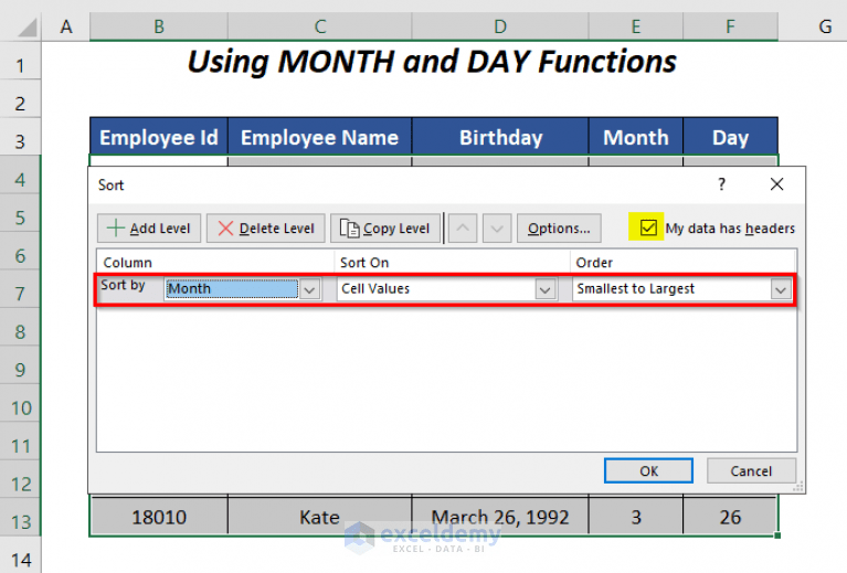 How to Sort Birthdays by Month and Day in Excel (5 Ways) ExcelDemy