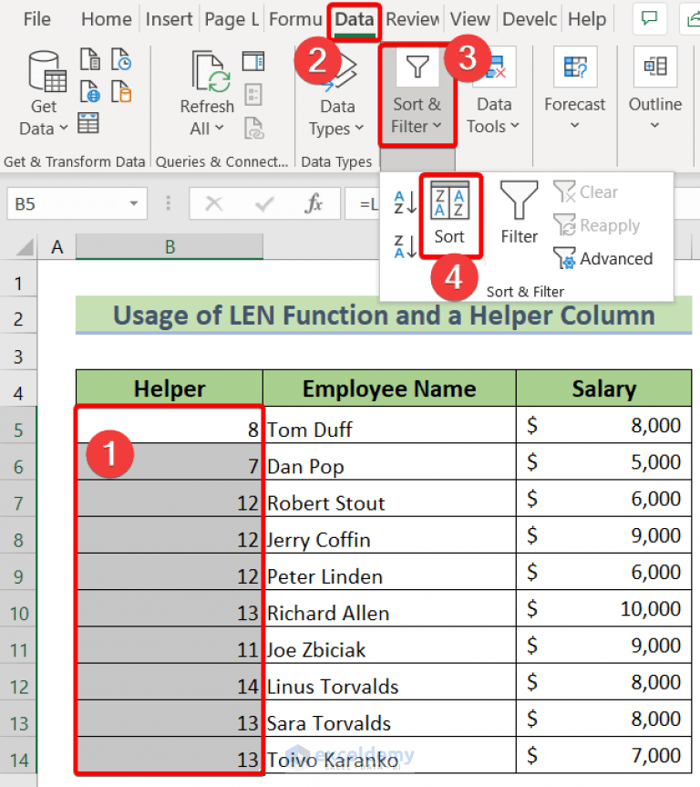 How to Sort in Excel by Number of Characters (2 Methods) ExcelDemy