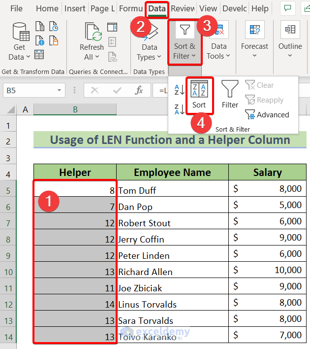 How to Sort in Excel by Number of Characters (2 Methods) ExcelDemy