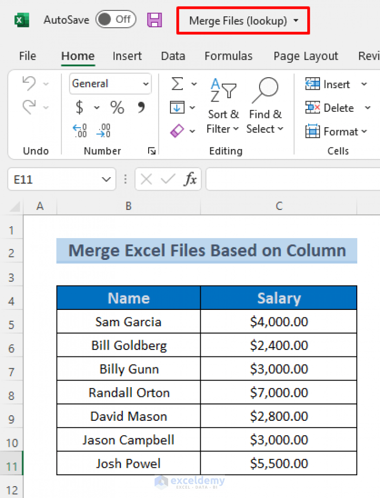 How to Merge Excel Files Based on Column (3 Methods)