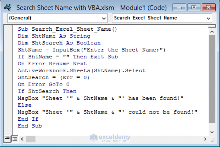 How to Search Sheet Name with VBA in Excel (3 Examples) ExcelDemy