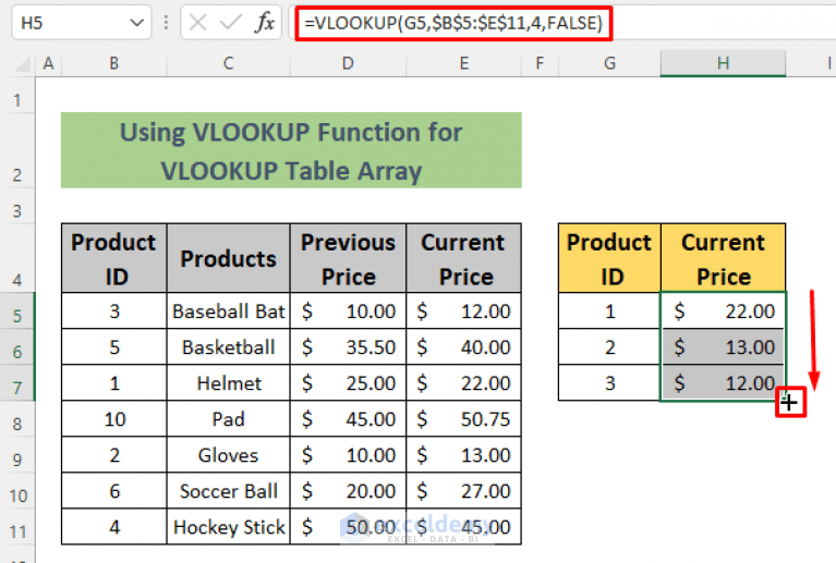How to Use VLOOKUP Table Array Based on Cell Value in Excel