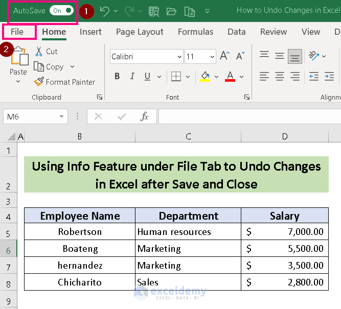 How to Undo Changes in Excel after Save and Close (2 Methods)