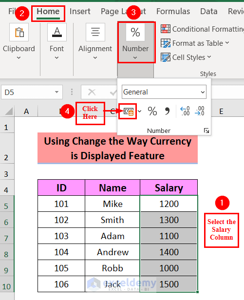 How to Change Default Currency in Excel (4 Simple Methods) ExcelDemy