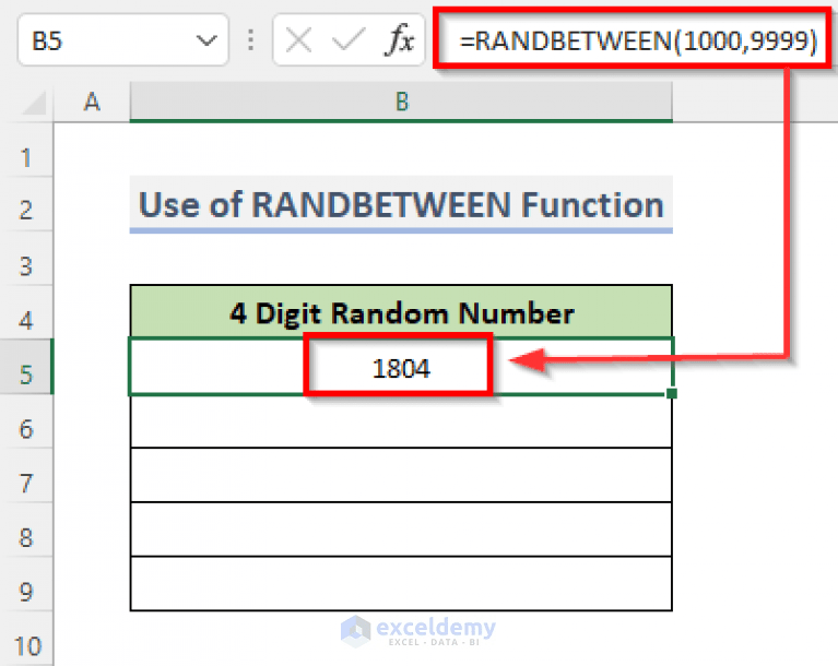 Random 4 Digit Number Generator in Excel (8 Examples) ExcelDemy