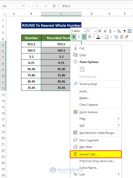 How to Round to Nearest Whole Number in Excel (9 Methods)