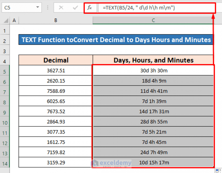 How to Convert Decimal to Days Hours and Minutes in Excel (3 Methods)
