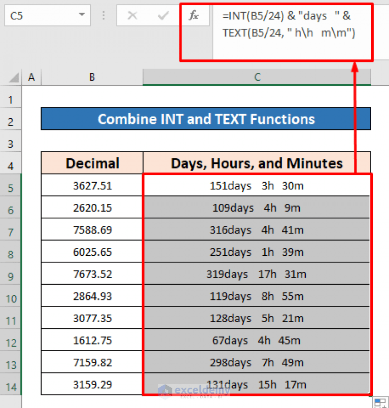 How to Convert Decimal to Days Hours and Minutes in Excel (3 Methods)