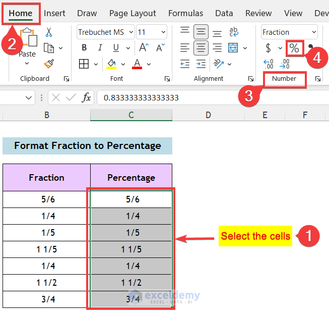 How to Format Fraction to Percentage in Excel (2 Quick Methods)