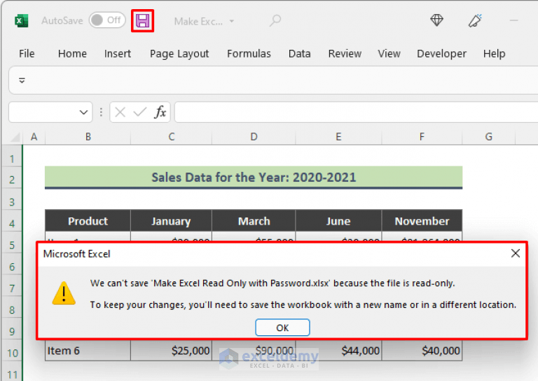 How to Make Excel Workbook Read Only with Password (With Easy Steps)