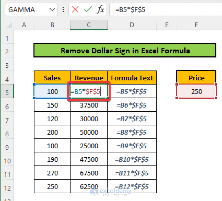 How to Remove Dollar Sign in Excel Formula (2 Easy Ways) ExcelDemy