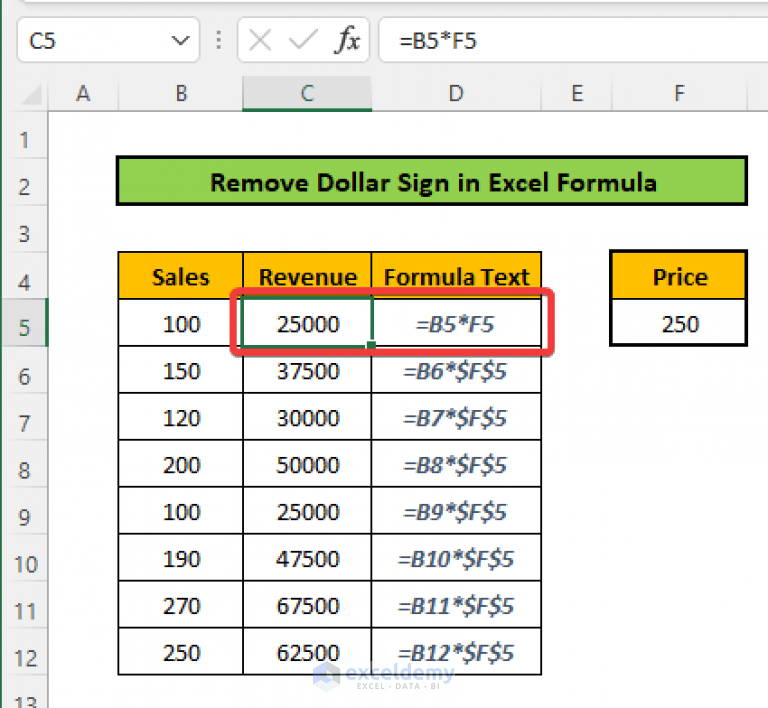 How to Remove Dollar Sign in Excel Formula (2 Easy Ways) ExcelDemy