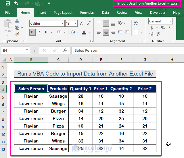 How to Import Data into Excel from Another Excel File (2 Ways)