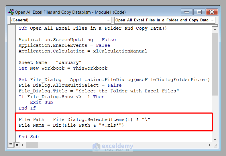 How to Open All Excel Files in a Folder and Copy Data from Them 5