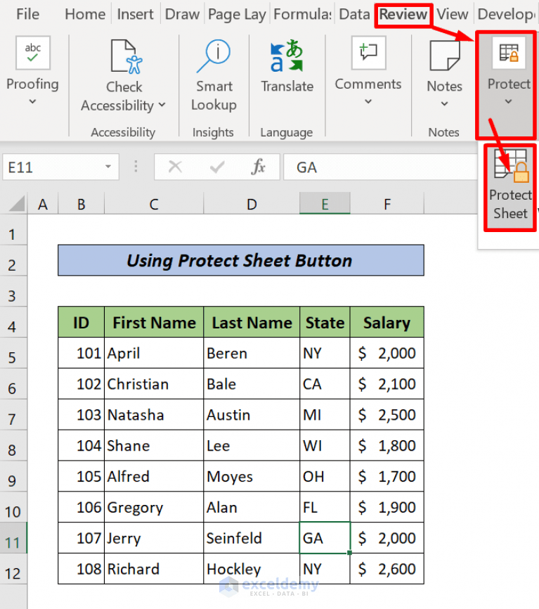 Protect Excel Sheet but Allow Data Entry (2 Handy Approaches)