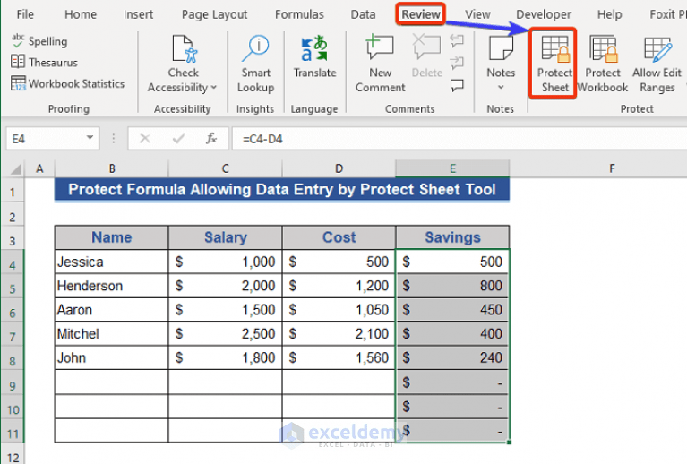 How to Protect Formula in Excel but Allow Input (2 Methods) ExcelDemy