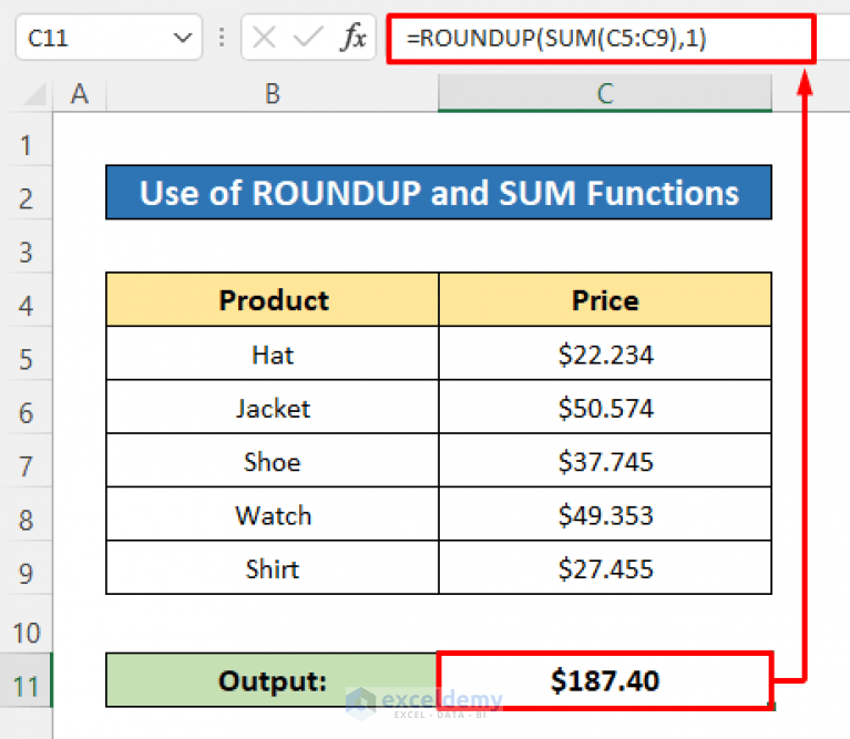 How to Round a Formula with SUM in Excel (4 Simple Ways) ExcelDemy