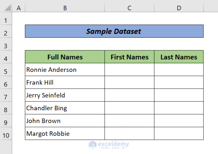 How to Split Names in Excel into Two Columns (4 Quick Ways)