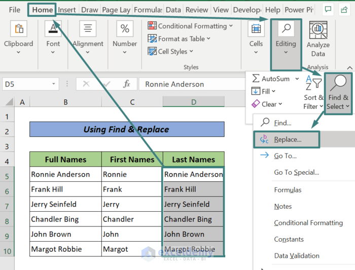 How to Split Names in Excel into Two Columns (4 Quick Ways)