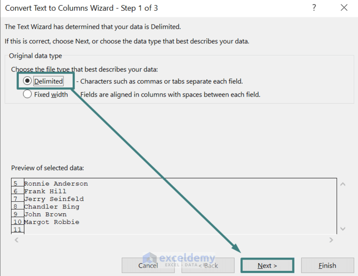 How to Split Names in Excel into Two Columns (4 Quick Ways)