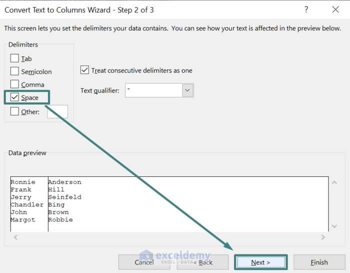 How to Split Names in Excel into Two Columns (4 Quick Ways)