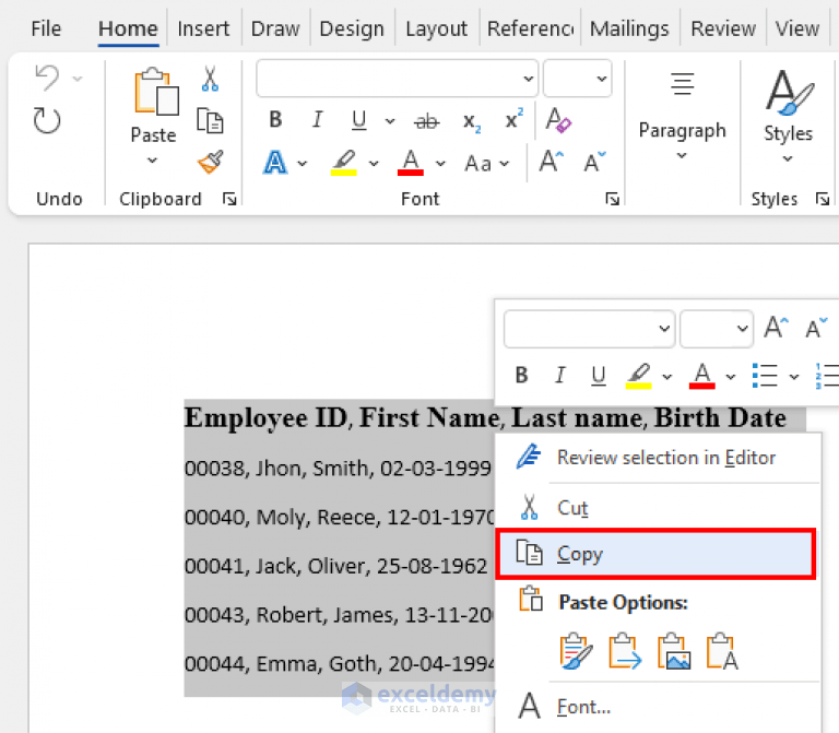 How to Copy from Word to Excel into Multiple Cells (3 Ways) ExcelDemy