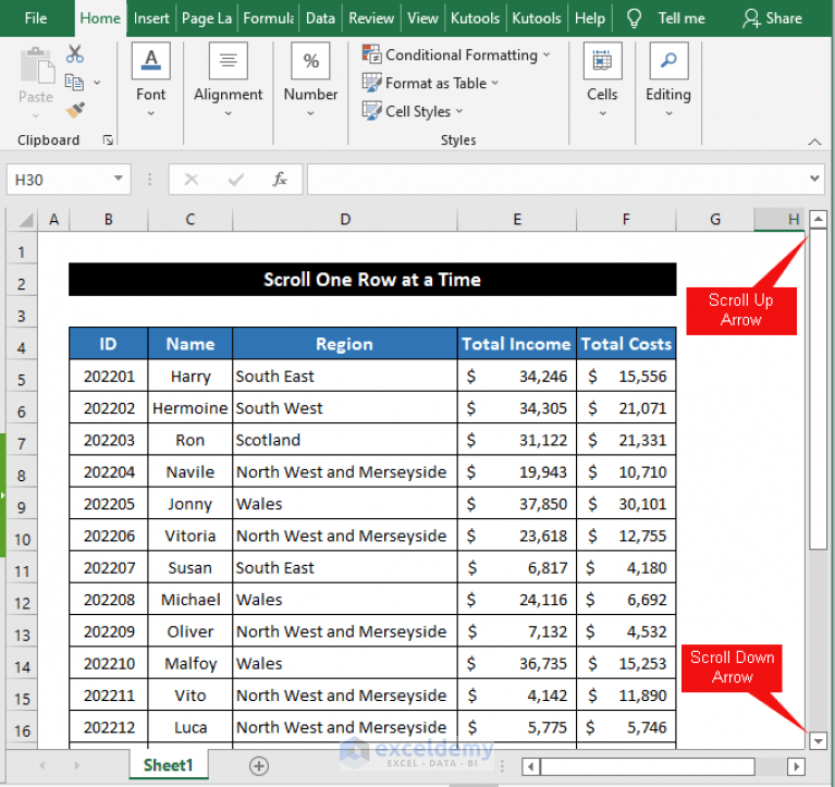 How to Scroll One Row at a Time in Excel (4 Quick Ways) ExcelDemy