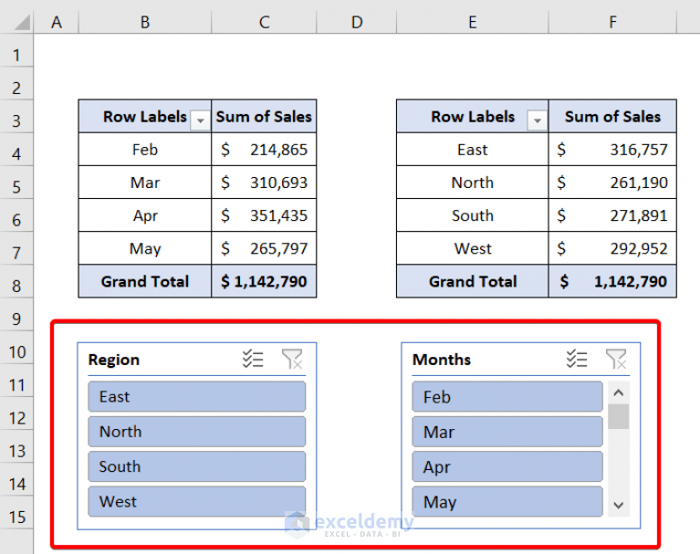 Excel Slicer for Multiple Pivot Tables (Connection and Usage) ExcelDemy