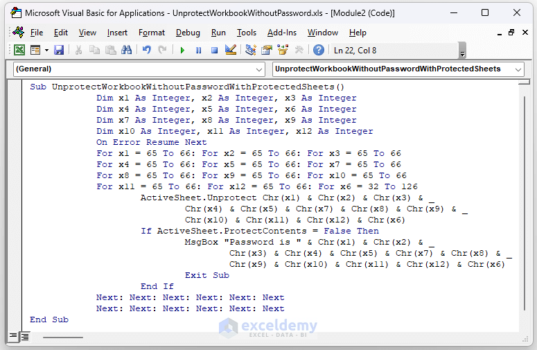 Excel VBA Unprotect a Workbook without using a Password 2 Examples