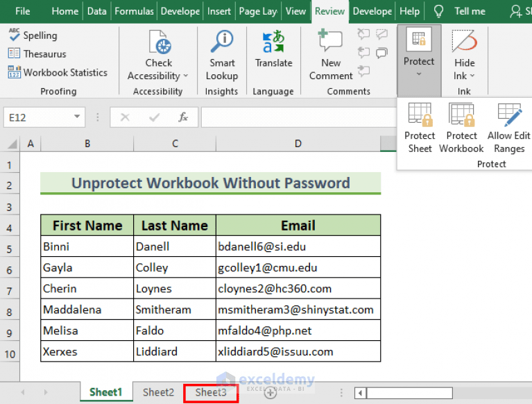 Excel VBA Unprotect Workbook without Password (2 Examples)