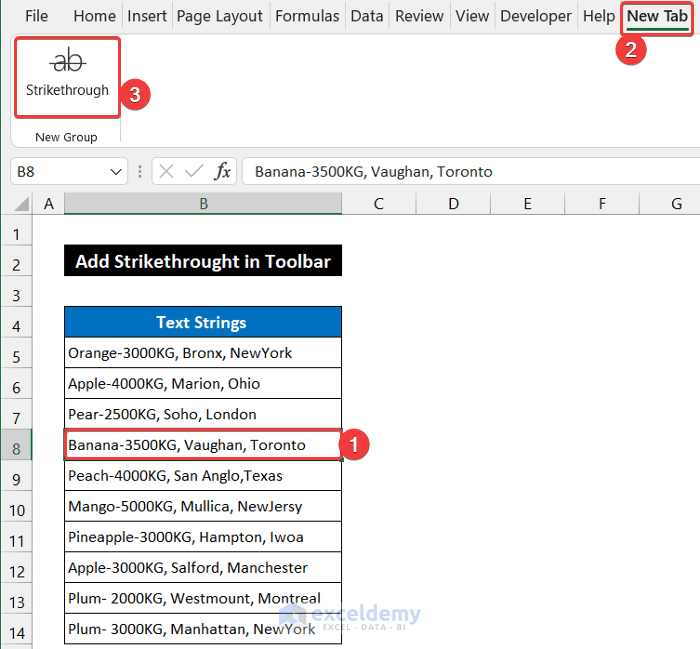 How to Add Strikethrough in Excel Toolbar (3 Easy Ways)