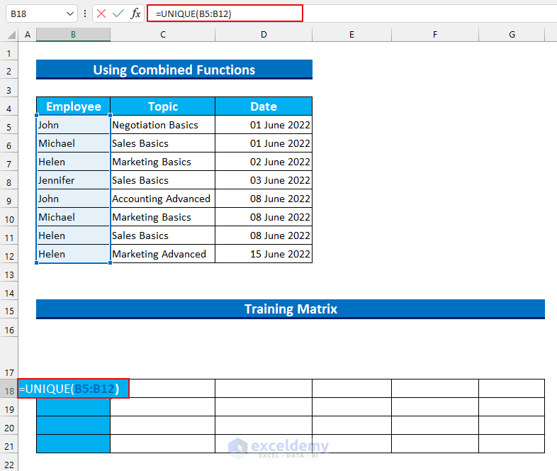 How to Create a Training Matrix in Excel (3 Easy Methods) ExcelDemy