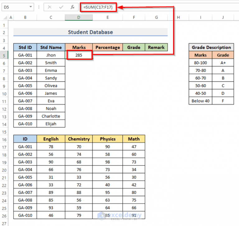 How to Create Student Database in Excel (With Easy Steps) ExcelDemy