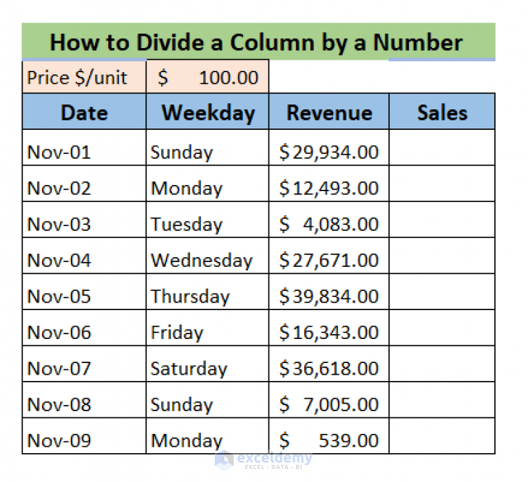 How to Divide a Column by a Number in Excel (3 Quick Methods)