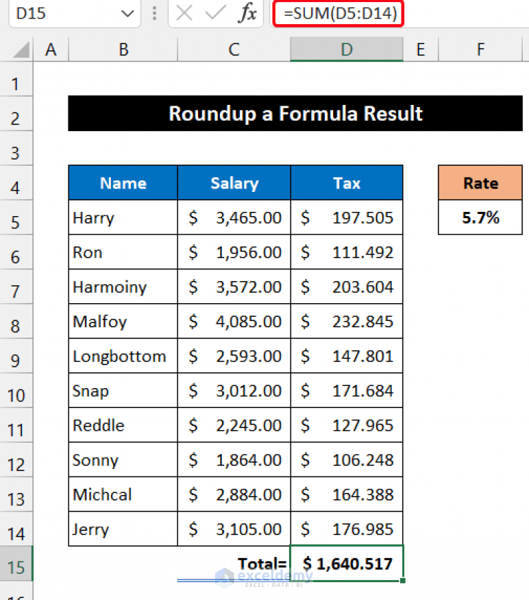 How to Roundup a Formula Result in Excel (4 Easy Methods) ExcelDemy