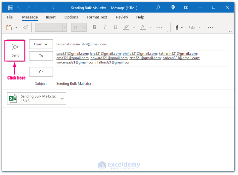 How to Send Bulk Email from Outlook Using Excel (3 Ways) ExcelDemy