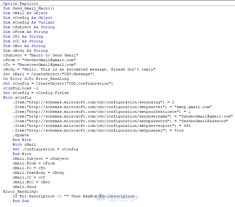 Macro to Send Email from Excel (5 Suitable Examples)