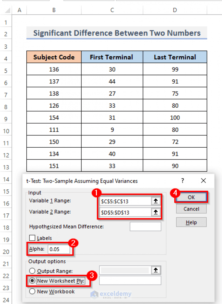 How to Find Significant Difference Between Two Numbers in Excel