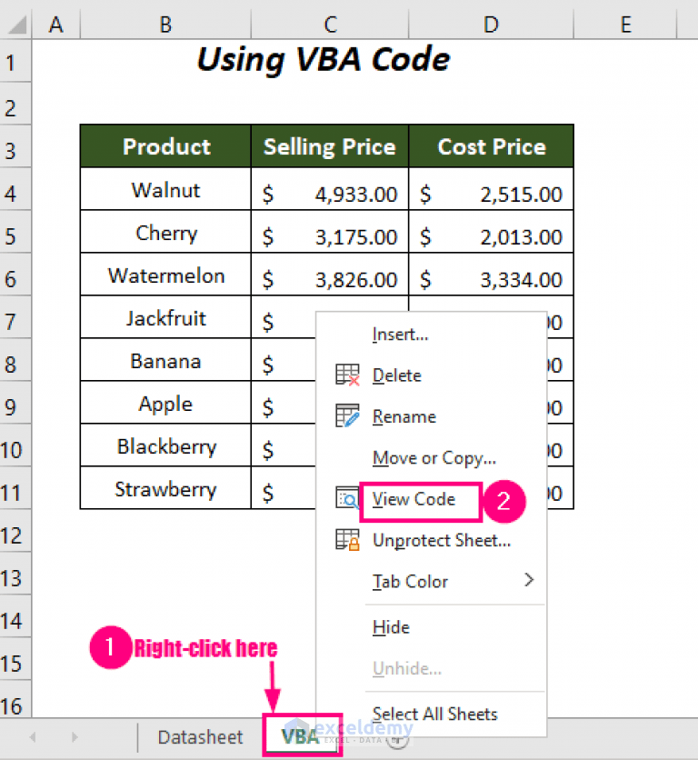 Excel VBA How to Unprotect Excel Sheet without Password ExcelDemy