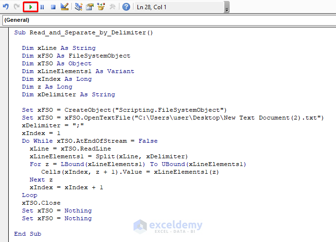 Excel VBA Read a Text File Line by Line (6 Related Examples)