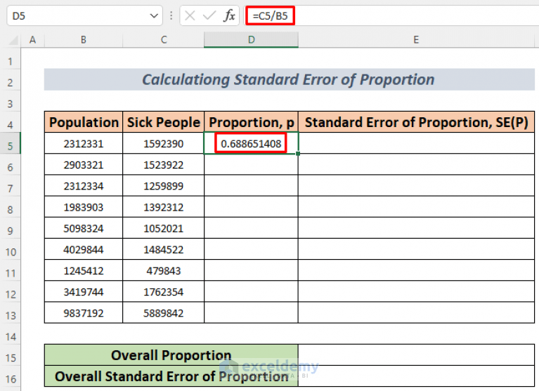 How to Calculate Standard Error of Proportion in Excel (with Easy Steps)