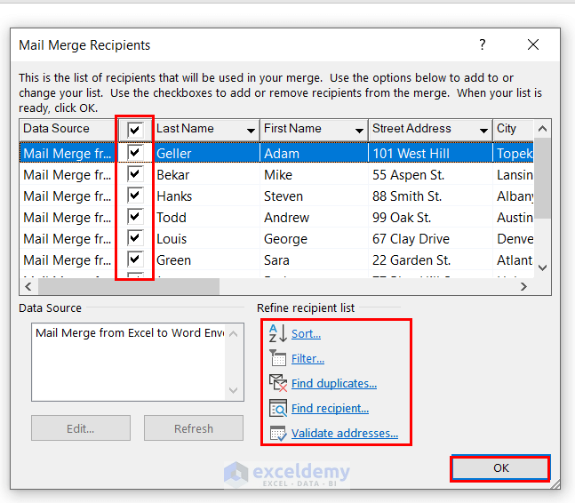 How to Mail Merge from Excel to Word Envelopes (2 Methods)