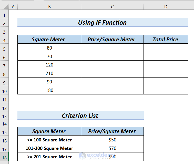 How to Calculate Price Per Square Meter in Excel 3 Handy Methods