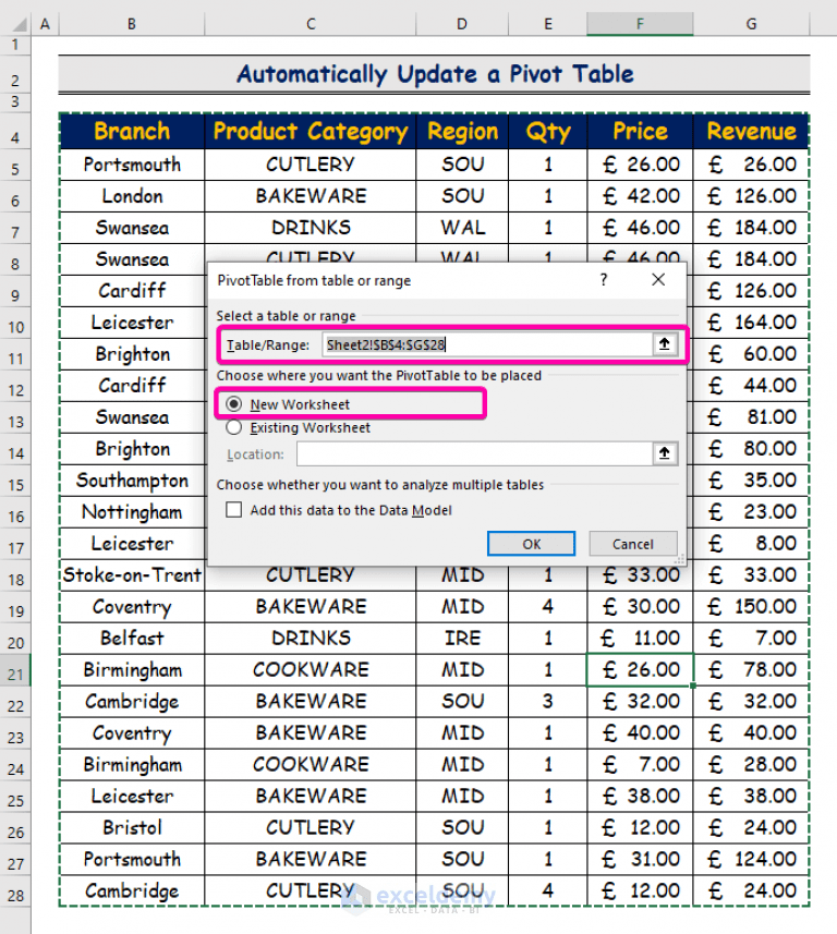 How to Update a Pivot Table Automatically When Source Data Changes