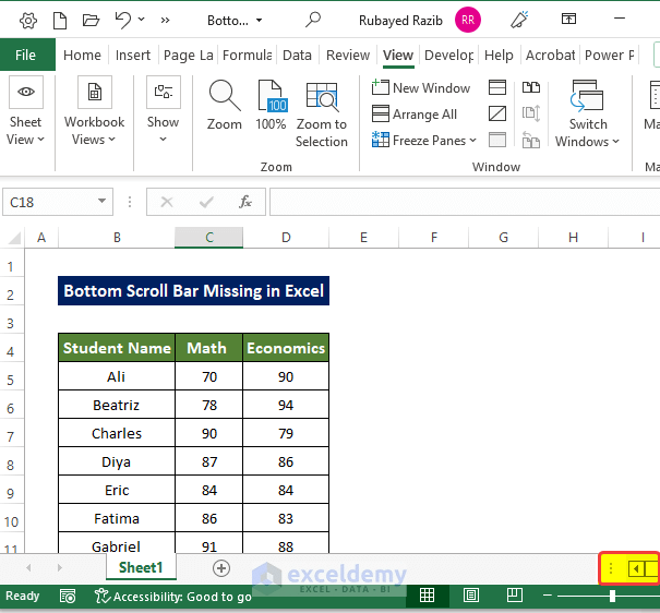 Why Is My Scroll Bar Missing In Excel